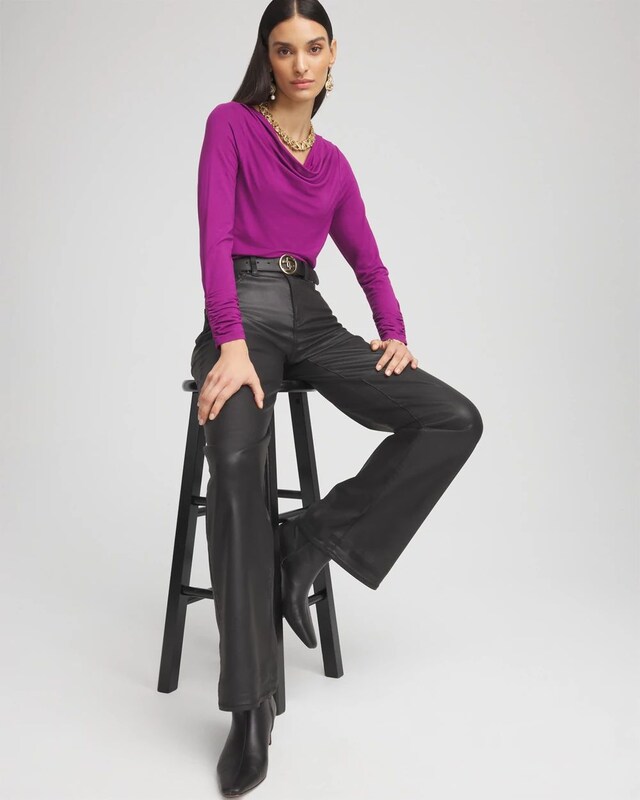 Cowl Neck Long Sleeve Tee - image 2
